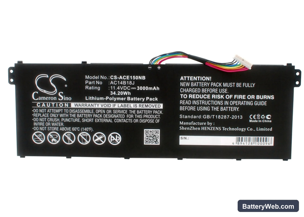 Gateway NE513 Replacement Battery, 11.4V, 3000mAh, Li-Polymer 1