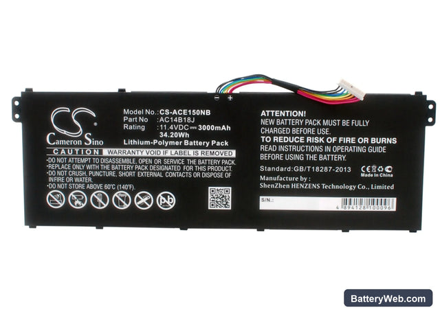 Gateway NE513 Replacement Battery, 11.4V, 3000mAh, Li-Polymer 1