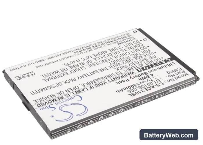 Acer Liquid Mini Replacement Battery, 3.7V, 1300mAh, Li-ion 2