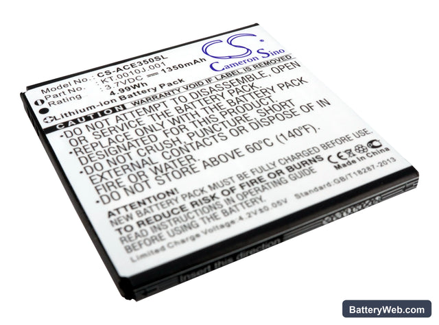 Acer Liquid Gallant Replacement Battery, 3.7V, 1350mAh, Li-ion 1