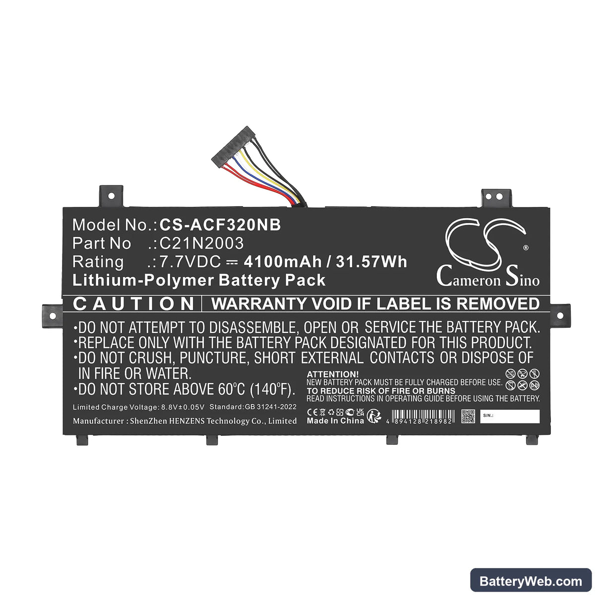 Asus C235VA Replacement Battery, 7.7V, 4100mAh, Li-Polymer 3