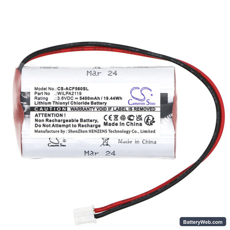 Actaris CF560 Replacement Battery, 3.6V, 5400mAh, Li-SOCl2 3