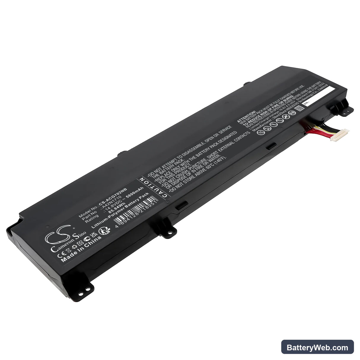Acer GL702VI Replacement Battery, 14.8V, 5800mAh, Li-Polymer 1