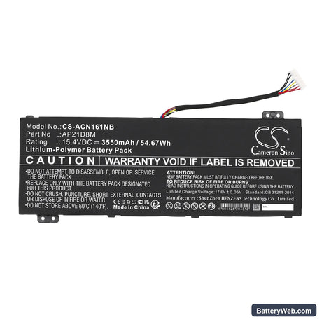 Acer Nitro 16 AN16-51-74BV Replacement Battery, 15.4V, 3550mAh, Li-ion 3