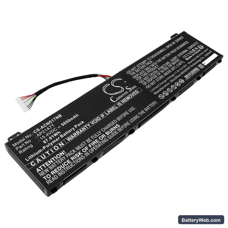Acer Nitro 5 AN517-55-50P0 Replacement Battery, 15.4V, 5650mAh, Li-ion 1