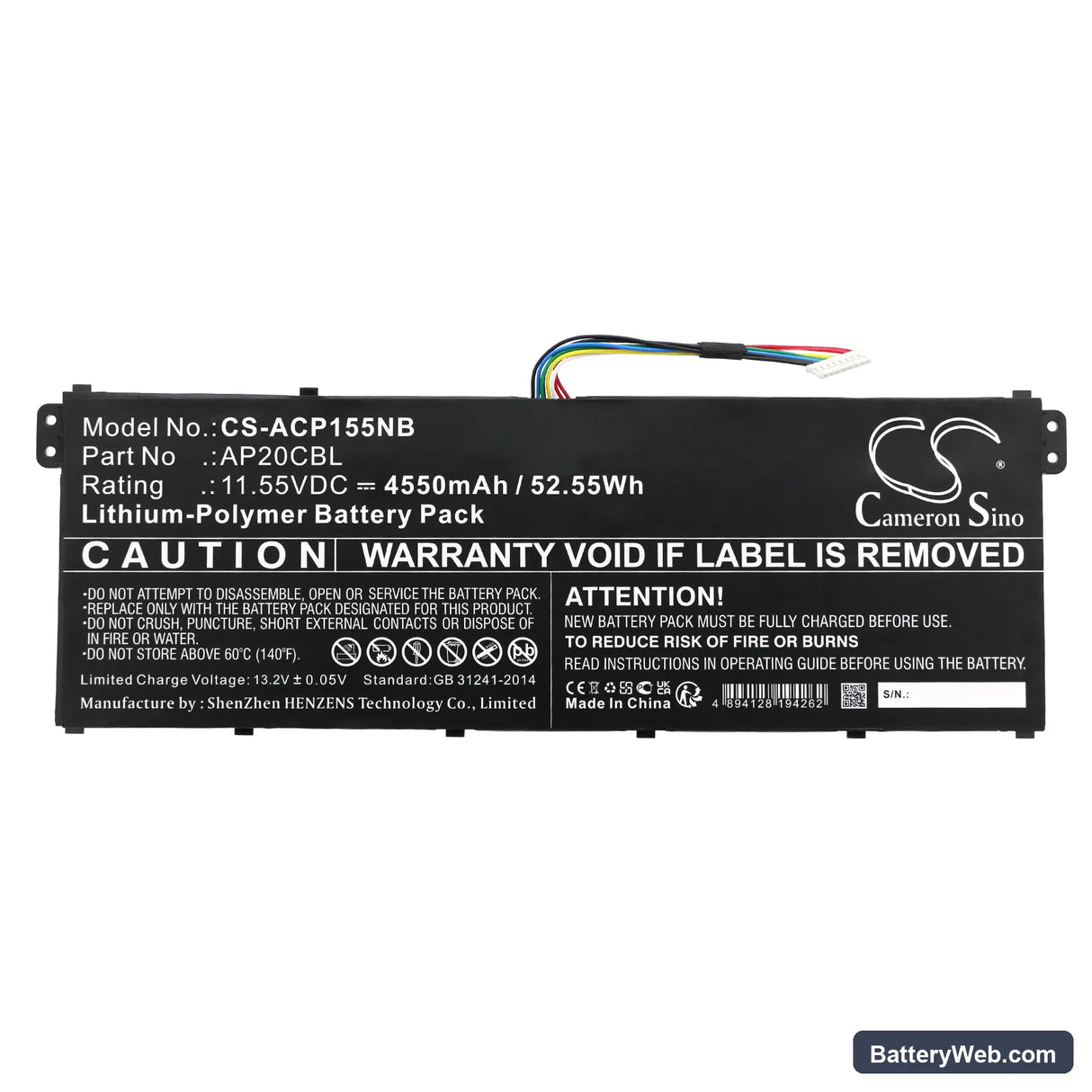 Acer Swift 3 SF314-511-51YL Replacement Battery, 11.55V, 4550mAh, Li-Polymer 3