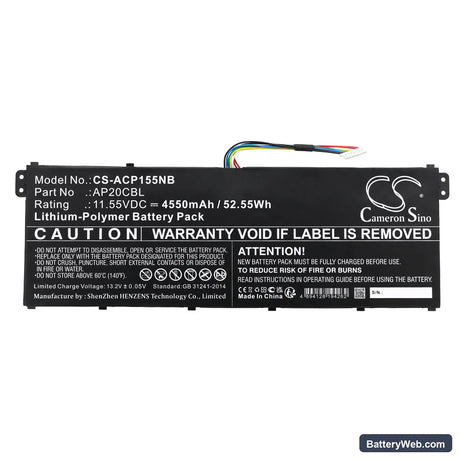 Acer Swift 3 SF314-511-51YL Replacement Battery, 11.55V, 4550mAh, Li-Polymer 3