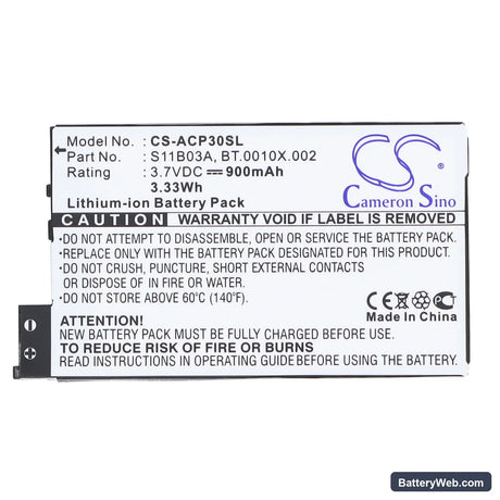 Alcatel OT-S988W Replacement Battery, 3.7V, 900mAh, Li-ion 5