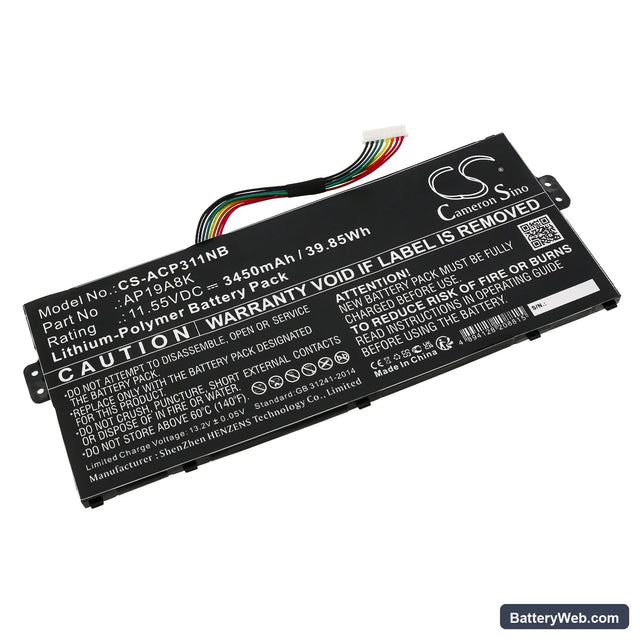 Acer Chromebook Spin 11 CP311-1HN-C3E3 Replacement Battery, 11.55V, 3450mAh, Li-Polymer 1