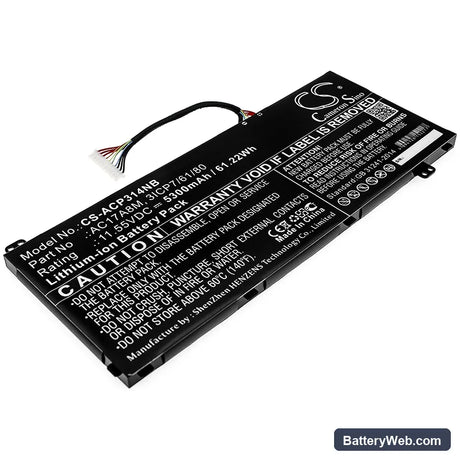 Acer Spin 3 SP314-52-599W Replacement Battery, 11.55V, 5300mAh, Li-ion 1