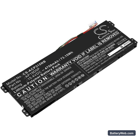 Acer Conceptd 3 Cn315-72g-70p5 Replacement Battery, 15.4V, 4750mAh, Li-Polymer 1