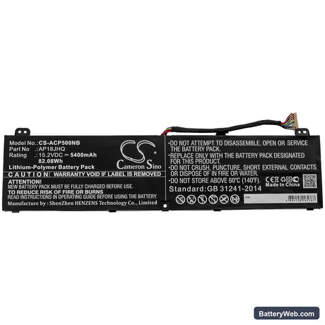 Acer Predator Triton 500 PT515-51-76VM Replacement Battery, 15.2V, 5400mAh, Li-Polymer 3