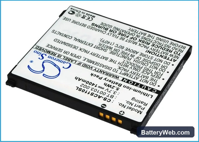 Acer Liquid S110 Replacement Battery, 3.7V, 1400mAh, Li-ion 1