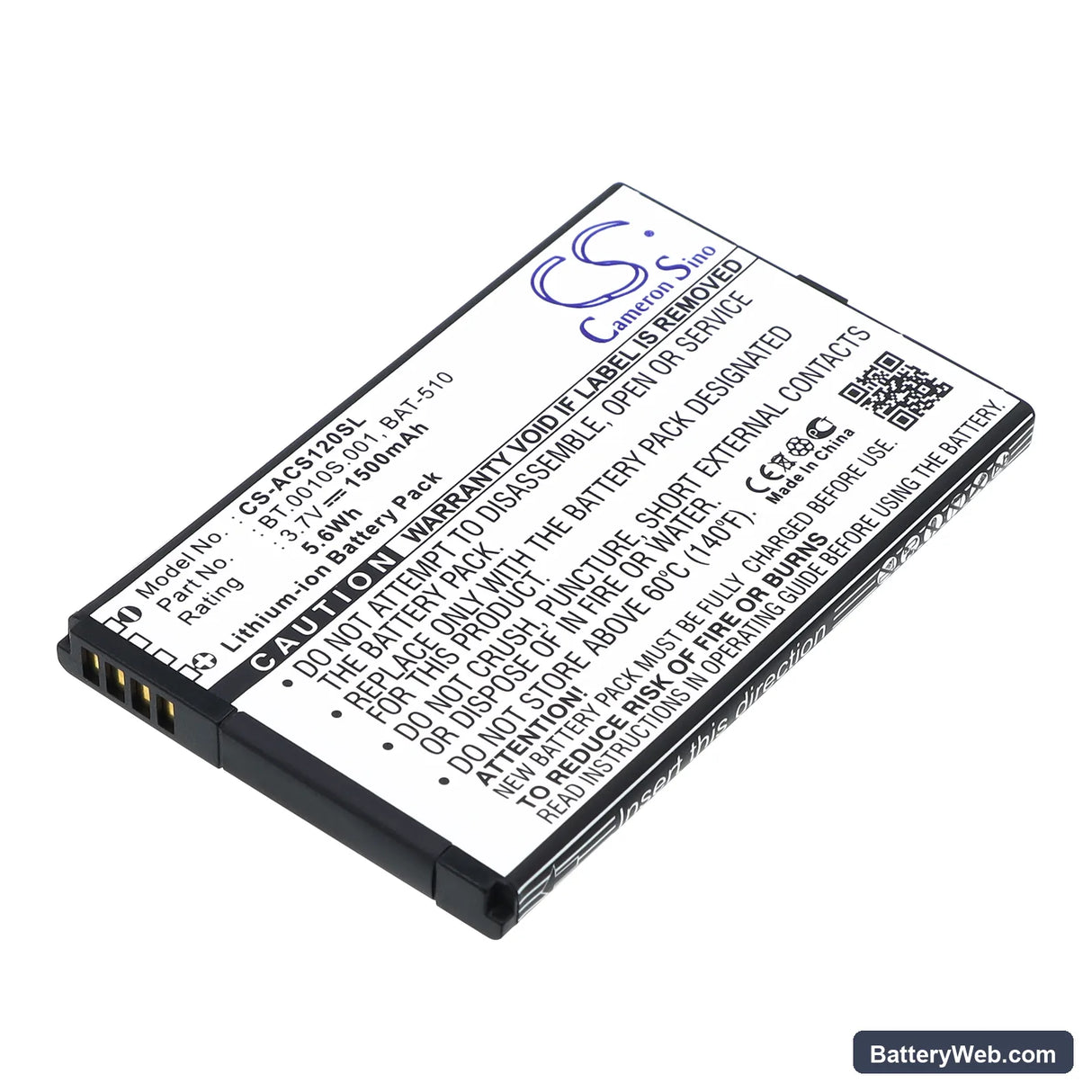 Acer S120 Replacement Battery, 3.7V, 1500mAh, Li-ion 1