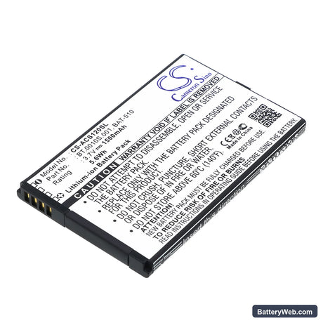 Acer S120 Replacement Battery, 3.7V, 1500mAh, Li-ion 1