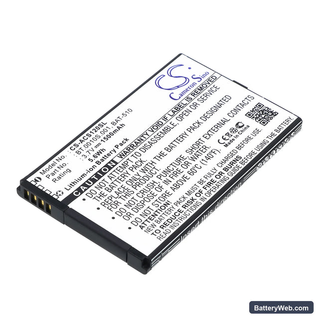 Acer S120 Replacement Battery, 3.7V, 1500mAh, Li-ion 1