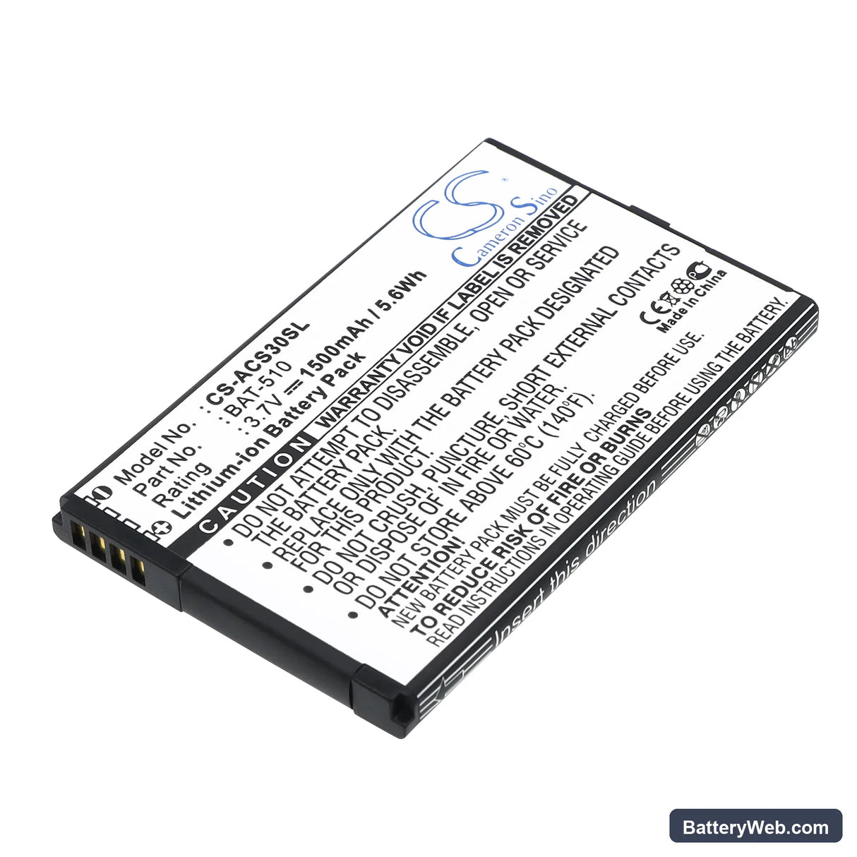 Acer Iconia Smart Replacement Battery, 3.7V, 1500mAh, Li-ion 1