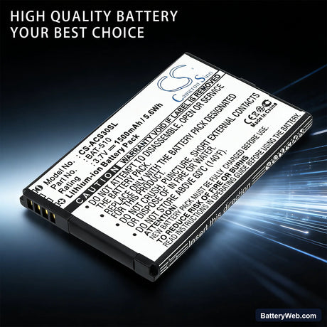 Acer Iconia Smart Replacement Battery, 3.7V, 1500mAh, Li-ion 6