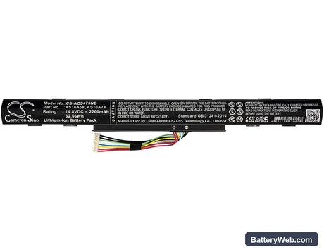 Acer Aspire E5-475G Replacement Battery, 14.8V, 2200mAh, Li-ion 3