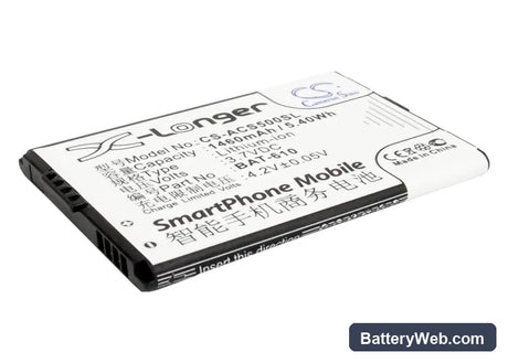 Acer CloudMobile S500 Replacement Battery, 3.7V, 1460mAh, Li-ion 1