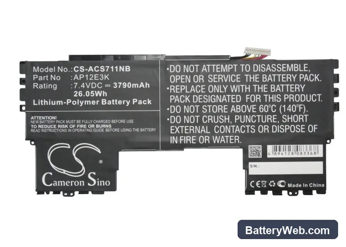 Acer Aspire Aspire S7 11" Replacement Battery, 7.4V, 3790mAh, Li-Polymer 5