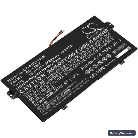 Acer SF713-51-M0AK Replacement Battery, 15.4V, 2600mAh, Li-Polymer 1