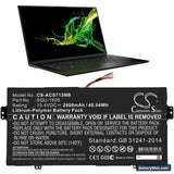 Acer SF713-51-M0AK Replacement Battery, 15.4V, 2600mAh, Li-Polymer 5