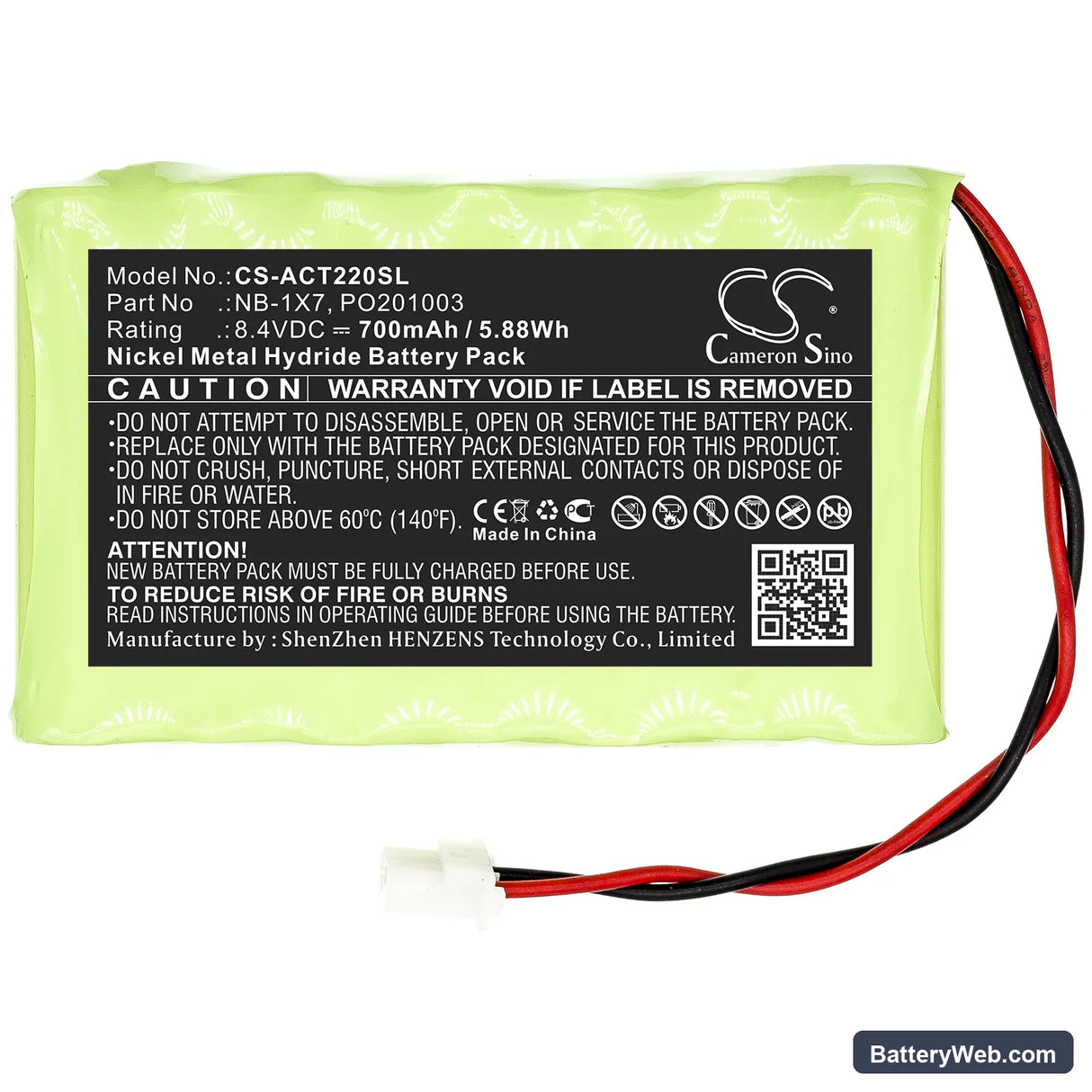 Acutrac 22 Pro Replacement Battery, 8.4V, 700mAh, Ni-MH 3