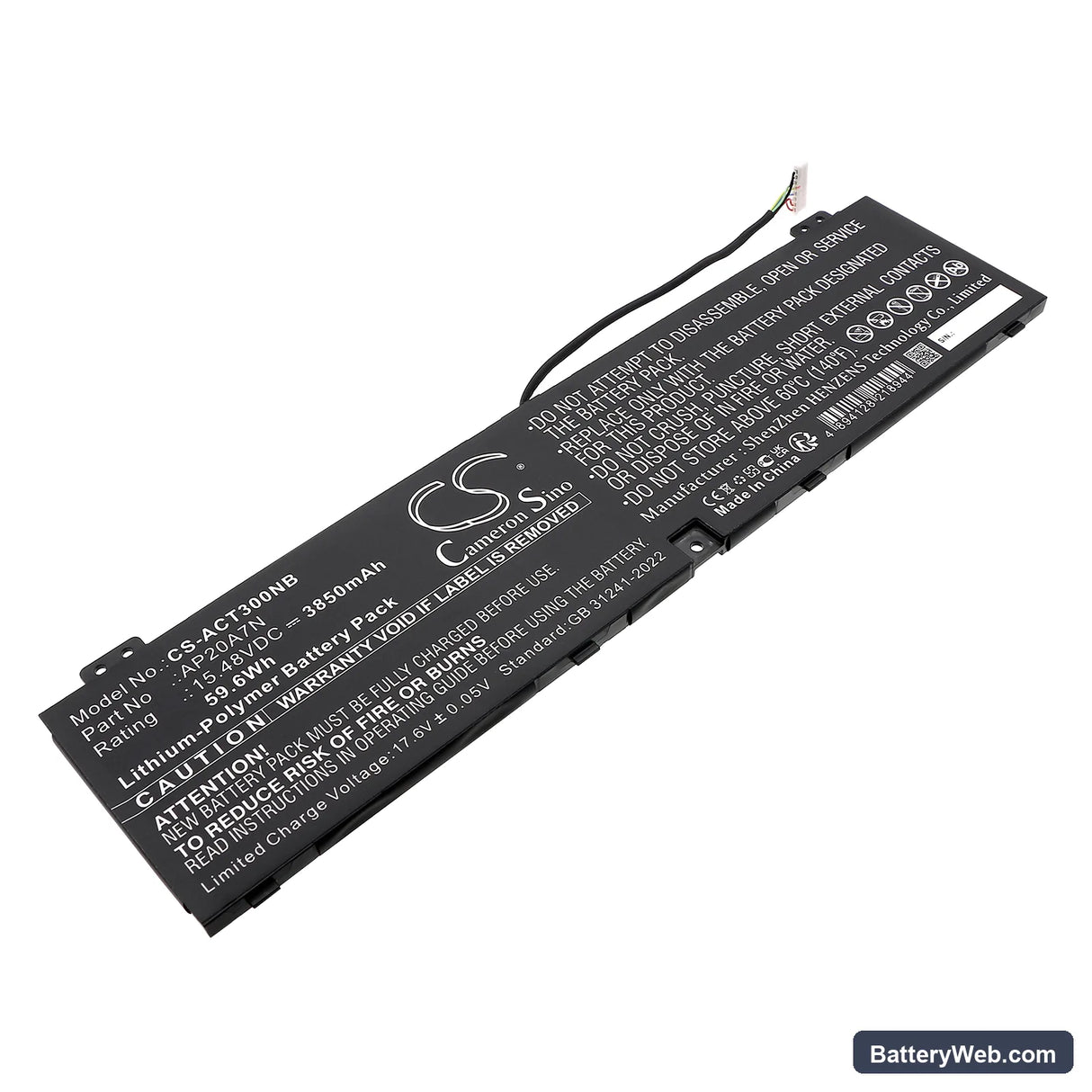 Acer Predator Triton 300 SE PT314-51S-52ML Replacement Battery, 15.48V, 3850mAh, Li-Polymer 1