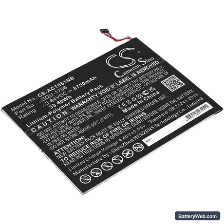 Acer Chromebook Tab 10 Replacement Battery, 3.84V, 8750mAh, Li-Polymer 1