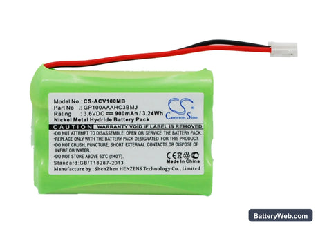 Audioline Baby Care V100 Replacement Battery, 3.6V, 900mAh, Ni-MH 1