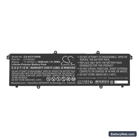 Asus E1504FA-BQ038W Replacement Battery, 11.55V, 3600mAh, Li-Polymer 3