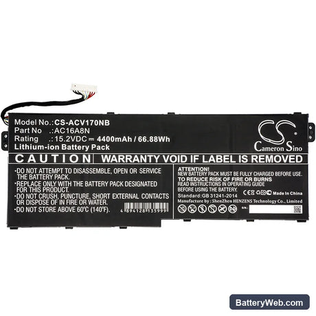 Acer Aspire V17 Nitro Replacement Battery, 15.2V, 4400mAh, Li-ion 3