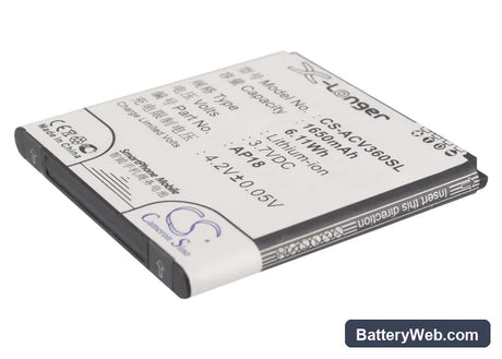 Acer Liquid E1 Replacement Battery, 3.7V, 1650mAh, Li-ion 2