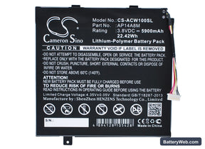 Acer Iconia Tab 10 A3-A20 Replacement Battery, 3.8V, 5900mAh, Li-Polymer 1