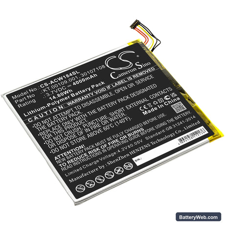 Acer Iconia Tab A1-840 Replacement Battery, 3.7V, 4000mAh, Li-Polymer 1