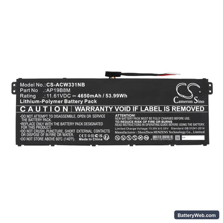 Acer Chromebook Spin 713 CP713-3W-57JX Replacement Battery, 11.61V, 4650mAh, Li-ion 3
