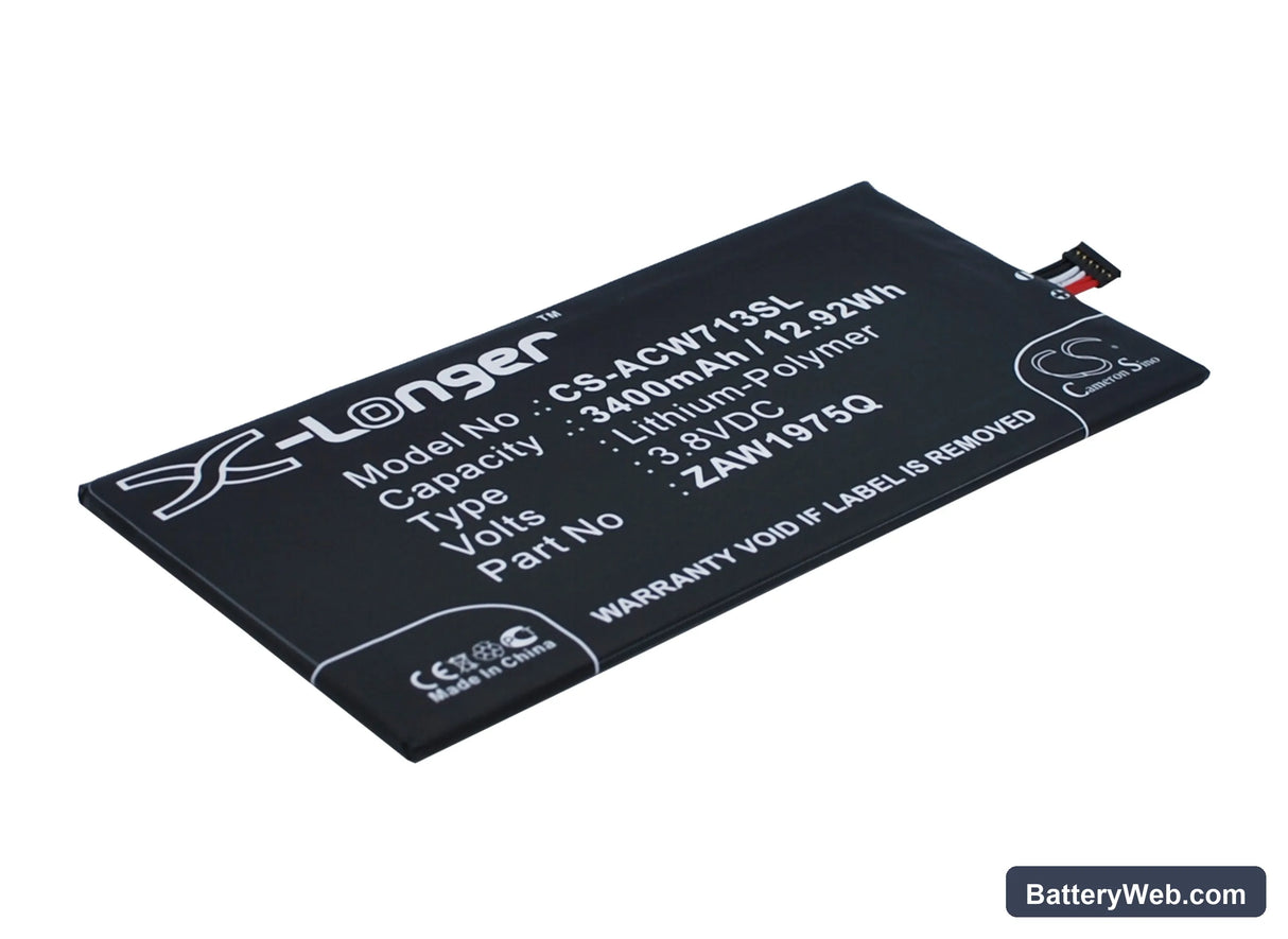 Acer Iconia Tab 7 Replacement Battery, 3.8V, 3400mAh, Li-Polymer 2