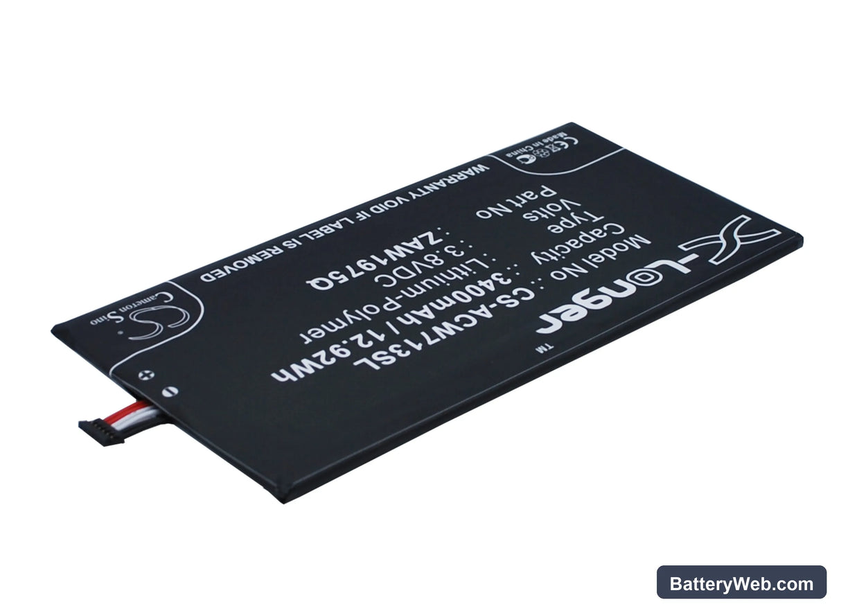 Acer Iconia Tab 7 Replacement Battery, 3.8V, 3400mAh, Li-Polymer 3