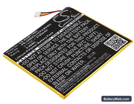 Acer Iconia One 7 B1-770 Replacement Battery, 3.7V, 2700mAh, Li-Polymer 1