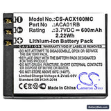 ACTIVEON CX Replacement Battery, 3.7V, 600mAh, Li-Polymer 3