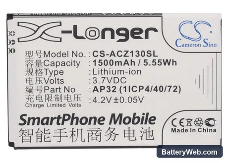 Acer Liquid Z3 Replacement Battery, 3.7V, 1500mAh, Li-ion 5