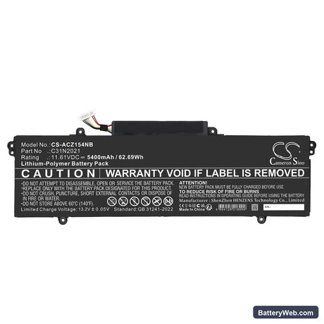 Asus ZENBOOK 14X OLED UX5401EA-KN511TS Replacement Battery, 11.61V, 5400mAh, Li-Polymer 3