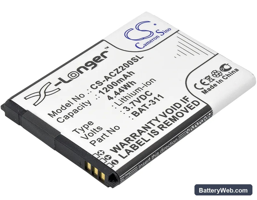 Acer Liquid Z200 Replacement Battery, 3.7V, 1200mAh, Li-ion 1