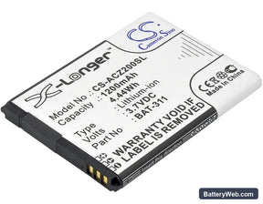 Acer Liquid Z200 Replacement Battery, 3.7V, 1200mAh, Li-ion 1