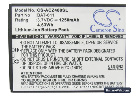 Acer Liquid Z4 Replacement Battery, 3.7V, 1250mAh, Li-ion 5
