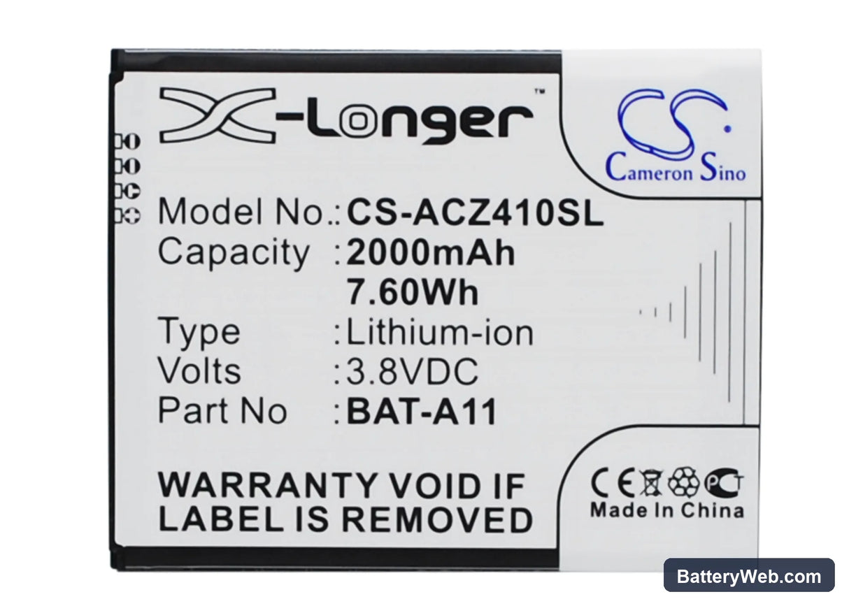 Acer Liquid Z410 Replacement Battery, 3.8V, 2000mAh, Li-ion 1