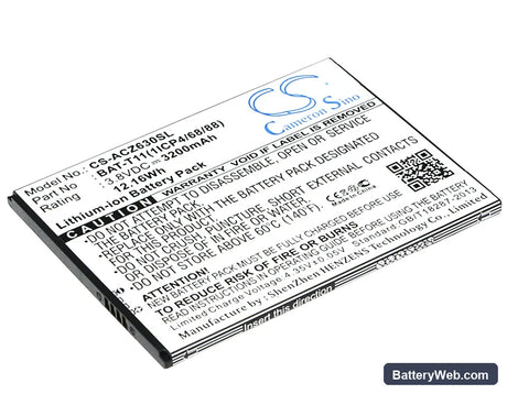 Acer Liquid Z630 Replacement Battery, 3.8V, 3200mAh, Li-ion 1