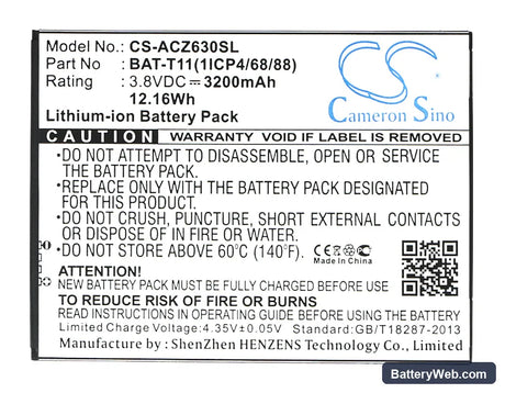 Acer Liquid Z630 Replacement Battery, 3.8V, 3200mAh, Li-ion 5
