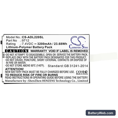 Additel 22XA Multifunction Calibrator Replacement Battery, 7.4V, 3200mAh, Li-Polymer 3